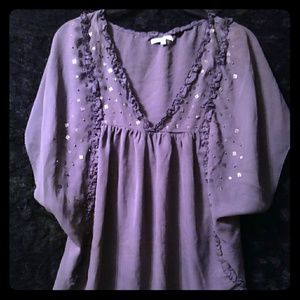 Sheer butterfly sleeve top